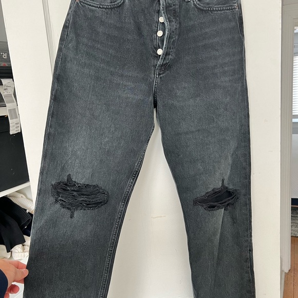 Agolde 90s Pinch Waist Jean (black with knee rips) - Picture 2 of 3